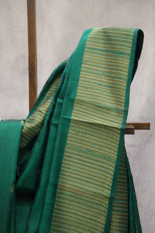 Green Raw Silk Saree - SRGRSS595