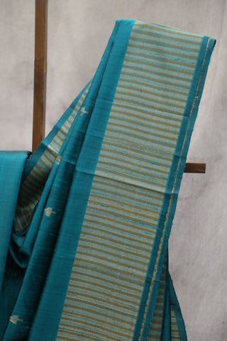 Green Raw Silk Saree - SRGRSS536