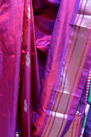 Magenta Silk Paithani Saree - SRMSPS305