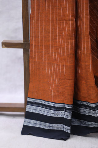 Brick Orange Cotton Ilkal Saree with Gayateri Bordar -SRBOCIS433