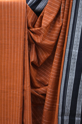 Brick Orange Cotton Ilkal Saree with Gayateri Bordar -SRBOCIS433