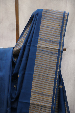 Peacock Blue Raw Silk Saree - SRPBRSS530