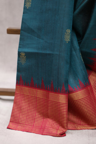 Dark Green Raw Silk Saree - SRDGRSS397EX