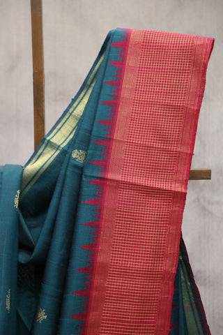 Dark Green Raw Silk Saree - SRDGRSS397EX