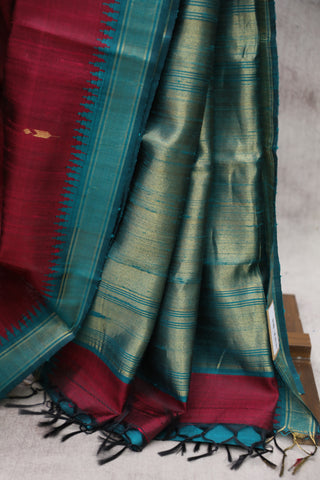 Maroon Raw Silk Saree - SRMRSS480