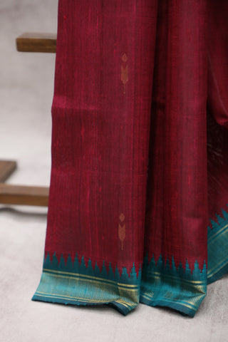 Maroon Raw Silk Saree - SRMRSS480