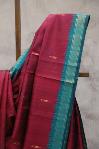 Maroon Raw Silk Saree - SRMRSS480