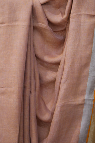 Two Tone Orange Plain Linen Saree With Yellow Tassels-SRTTOPLS180