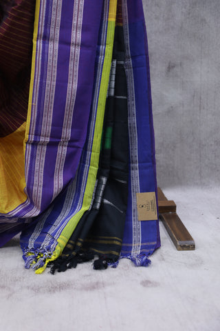 Wine Cotton Ilkal Saree with Gayatri Border - SRWCIS457