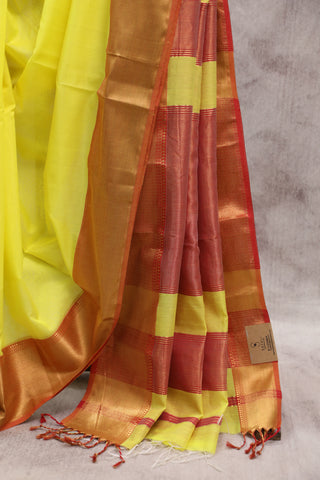 Yellow Silk Maheshwari Saree -SRYSMS160