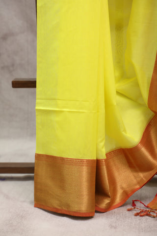 Yellow Silk Maheshwari Saree -SRYSMS160