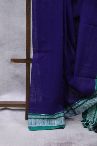 Purple Cotton Ilkal Saree with Chikki Border - SRPCIS456