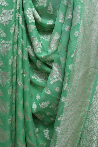 Parrot Green Georgette Banarasi Silk Saree - SRPGGBSS338