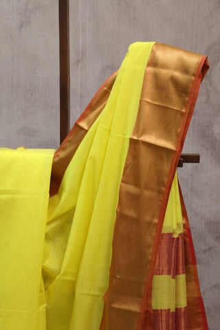 Yellow Silk Maheshwari Saree -SRYSMS160