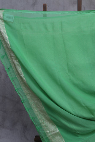 Parrot Green Georgette Banarasi Silk Saree - SRPGGBSS338