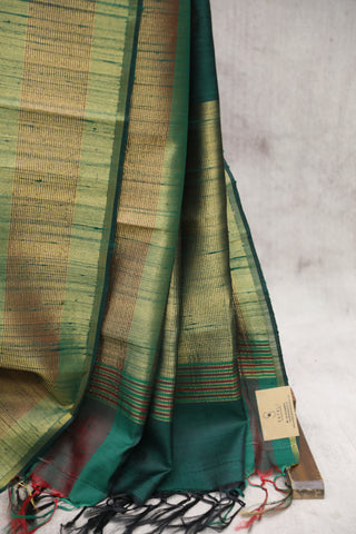 Green Raw Silk Saree - SRGRSS543