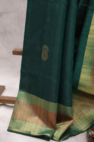 Green Raw Silk Saree - SRGRSS543