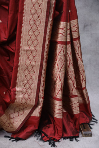 Maroon Banarasi Silk Saree-SRMBSS536