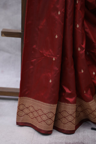 Maroon Banarasi Silk Saree-SRMBSS536