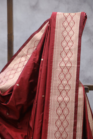 Maroon Banarasi Silk Saree-SRMBSS536