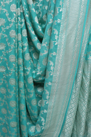 Aqua Green Georgette Banarasi Silk Saree - SRAGGBSS337