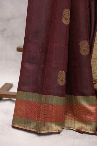 Wine Raw Silk Saree - SRWRSS287