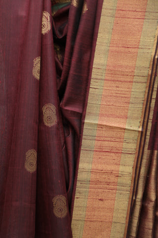 Wine Raw Silk Saree - SRWRSS287