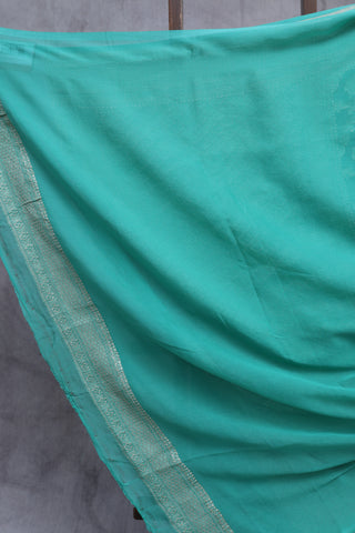 Aqua Green Georgette Banarasi Silk Saree - SRAGGBSS337