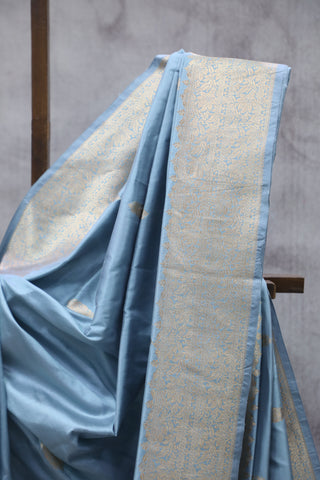 Ash Blue Banarasi Silk Saree-SRABBSS537