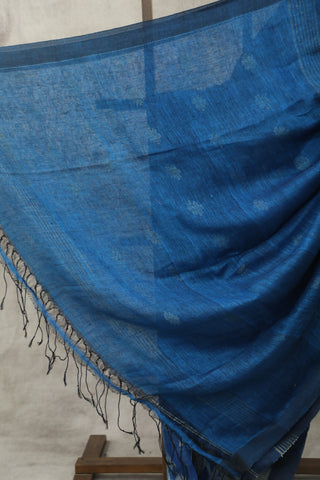 Peacock Blue Linen Jamdani Saree -SRPBLJS280