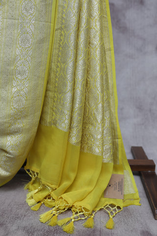 Yellow Georgette Banarasi Silk Saree - SRYGBSS343