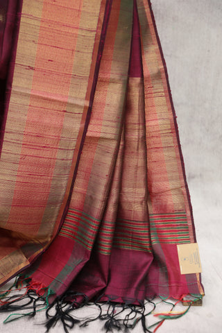 Wine Raw Silk Saree - SRWRSS545