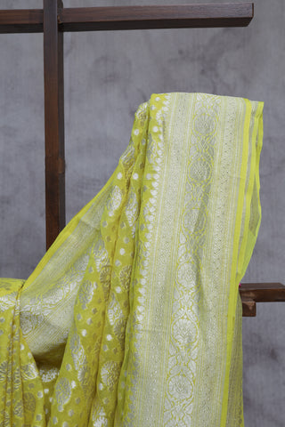 Yellow Georgette Banarasi Silk Saree - SRYGBSS343