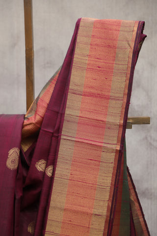 Wine Raw Silk Saree - SRWRSS545