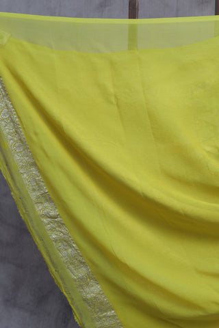 Yellow Georgette Banarasi Silk Saree - SRYGBSS343