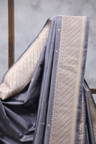 Grey Banarasi Silk Saree-SRGBSS538