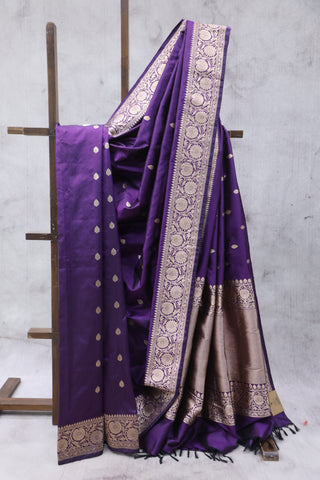 Purple Banarasi Silk Saree-SRPBSS539