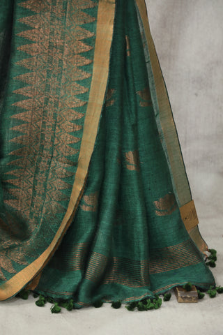 Green Linen Jamdani Saree -SRGLJS281