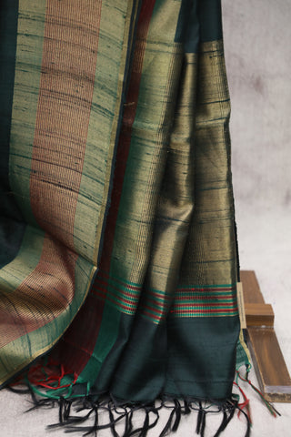 Green Raw Silk Saree - SRGRSS289