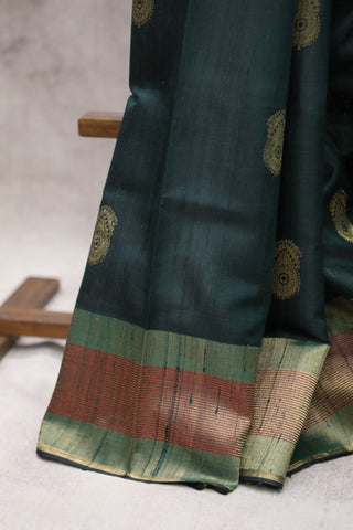 Green Raw Silk Saree - SRGRSS289