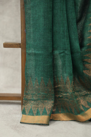 Green Linen Jamdani Saree -SRGLJS281