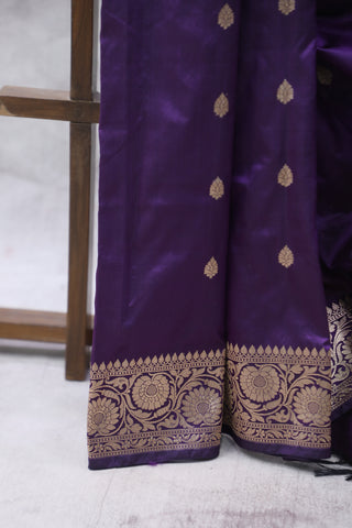 Purple Banarasi Silk Saree-SRPBSS539