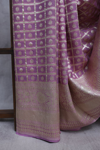 Purple Georgette Banarasi Silk Saree - SRPGBSS339