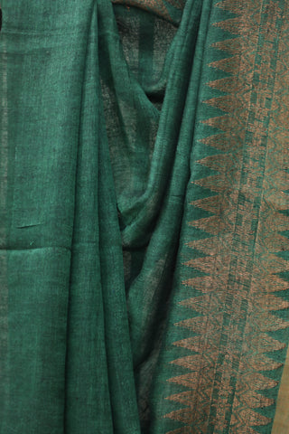 Green Linen Jamdani Saree -SRGLJS281