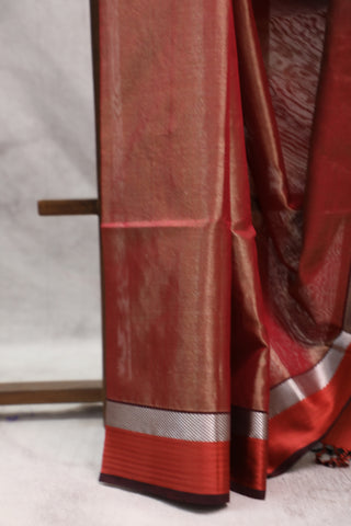 Maroon Silk Maheshwari Saree -SRMSMS164