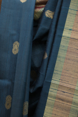 Peacock Blue Raw Silk Saree - SRTBRSS549