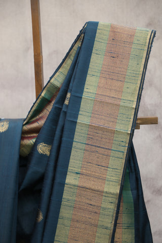 Peacock Blue Raw Silk Saree - SRTBRSS549