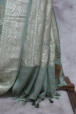 Moss Green Georgette Banarasi Silk Saree - SRMGGBSS342