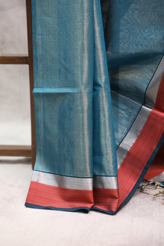 Pastel Blue Silk Maheshwari Saree -SRPBSMS168