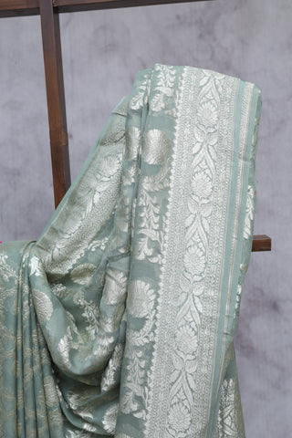 Moss Green Georgette Banarasi Silk Saree - SRMGGBSS342